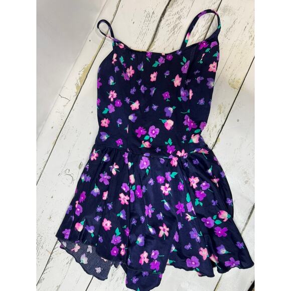 Vintage Maxine of Hollywood Floral Swimsuit 1-piece size 12 - Picture 1 of 4